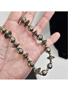 Sterling Silver Navajo Pearl Bench Bead Necklace ~37g Native American 21"